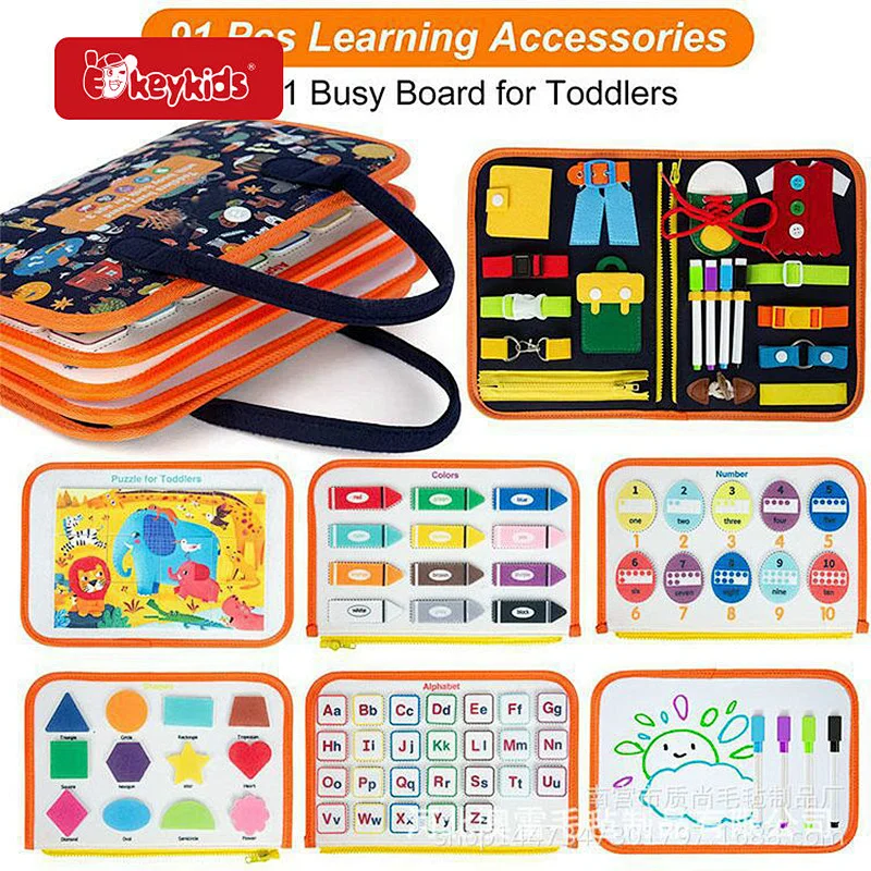 Hot Selling Montessori Travel Toy Soft Felt Busy Learning Board For Kids W12D527