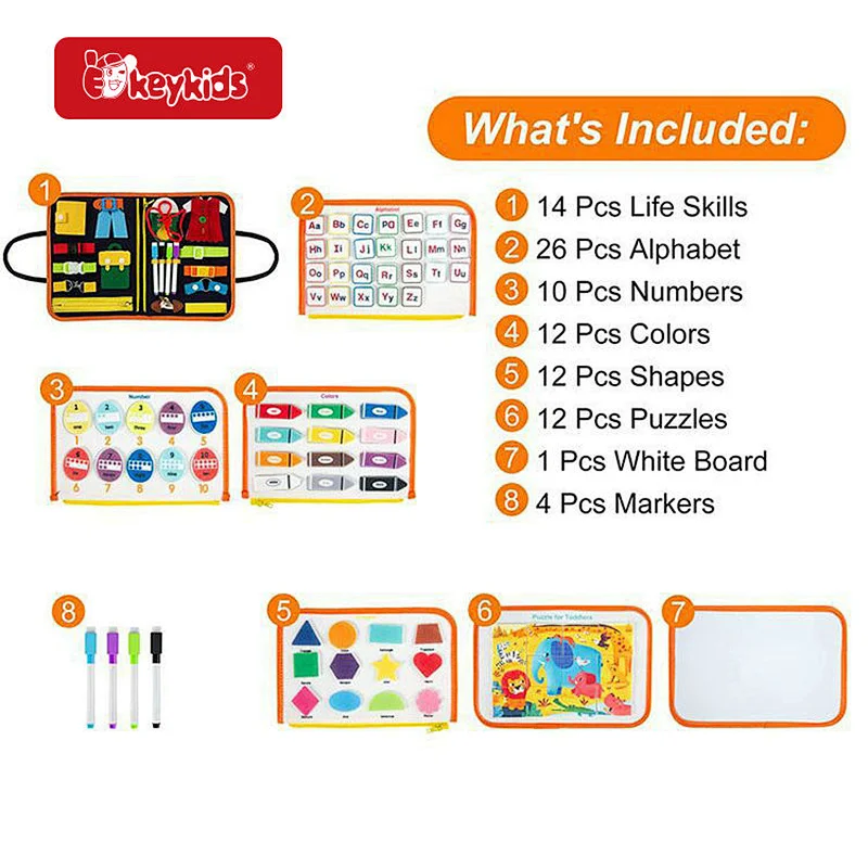 Hot Selling Montessori Travel Toy Soft Felt Busy Learning Board For Kids W12D527